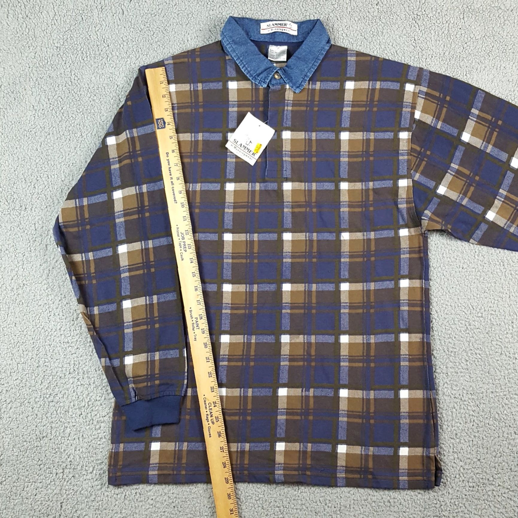 Vintage VINTAGE MunsingWear Polo Shirt Men's Large Casual Plaid Cotton 90s Grunge Preppy Size 42R - 7 Thumbnail
