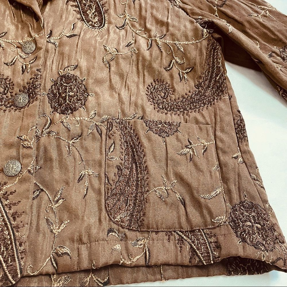 Chicos Chico's Brown Jacquard Embroidered Jacket Size 3 Size XL Size XL / US 12-14 / IT 48-50 - 8 Thumbnail