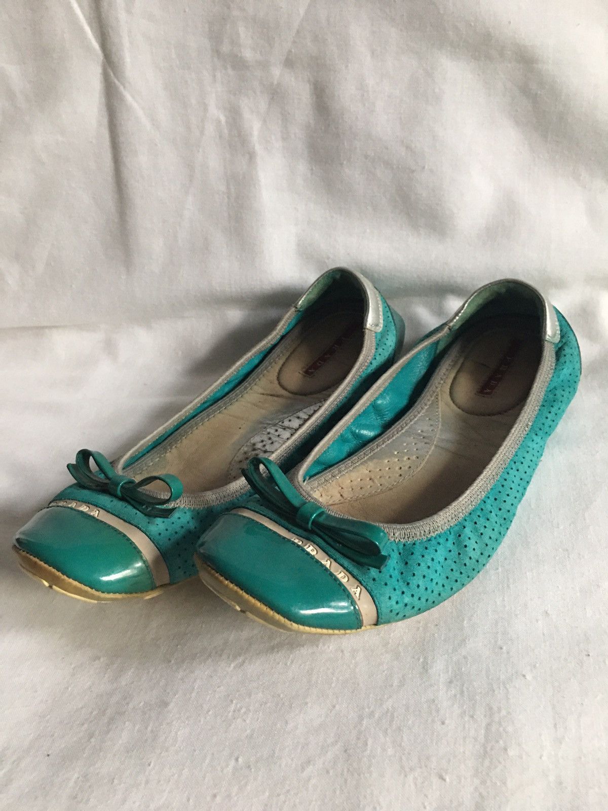 Prada PRADA Nappa Patent Perforated Ballet Flats Size EU 38.5 Size US 8.5 / IT 38.5 - 1 Thumbnail
