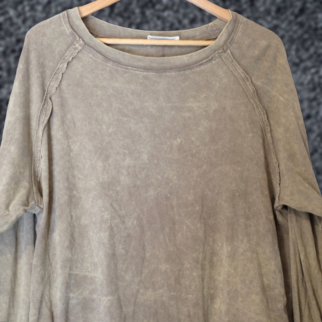 Vintage Zenana Oversized Top Brown Lightweight Thumbholes Women S #A16-2 Size S / US 4 / IT 40 - 1 Thumbnail