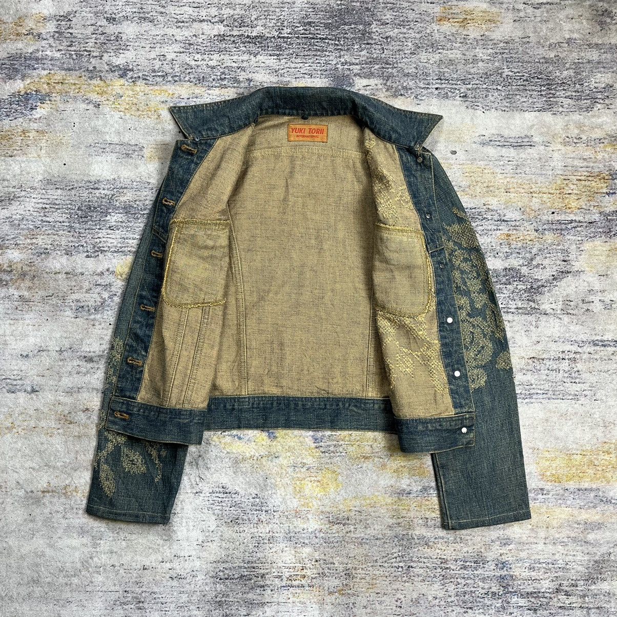 Issey Miyake Yuki Torii distressed / jacquard cropped denim jacket Size M / US 6-8 / IT 42-44 - 9 Thumbnail