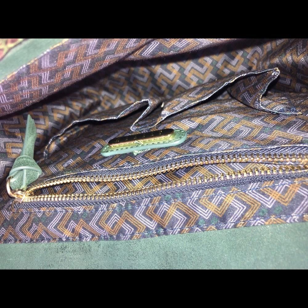 Steven green suede & faux snakeskin shoulder bag