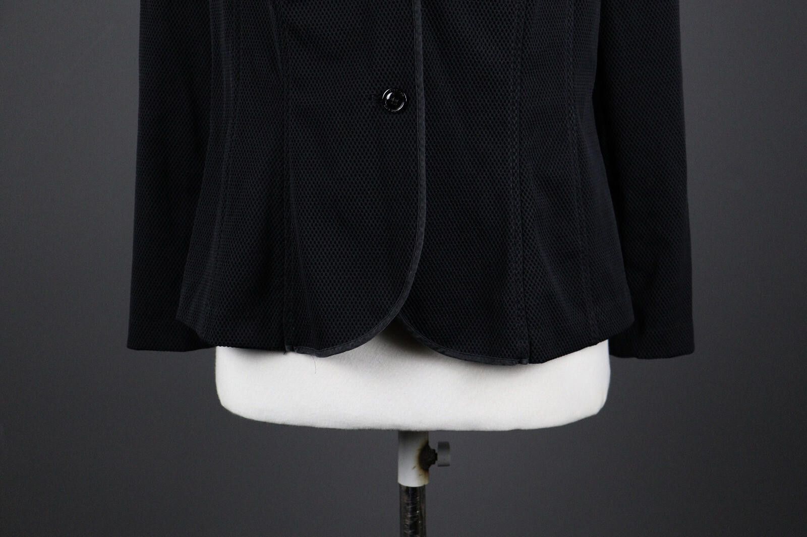 Designer Marc Cain Black Textured 2 Button Blazer Jacket Size 6 Size M / US 6-8 / IT 42-44 - 3 Thumbnail
