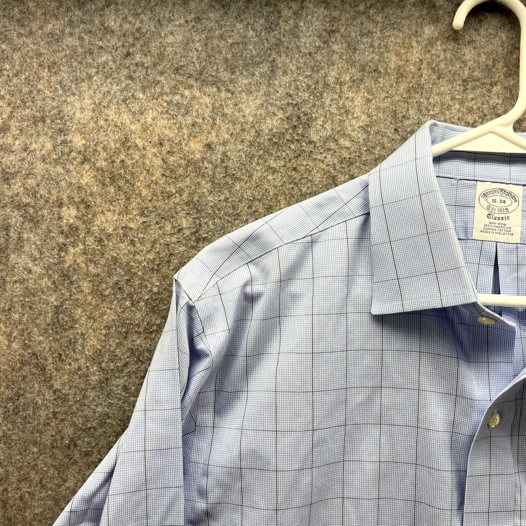 Brooks Brothers Brooks Brothers Shirt Men 16 34 Blue Check Button-Down Classic Casual Business Formal Party/Cocktail Workwear Size US L / EU 52-54 / 3 - 3 Thumbnail