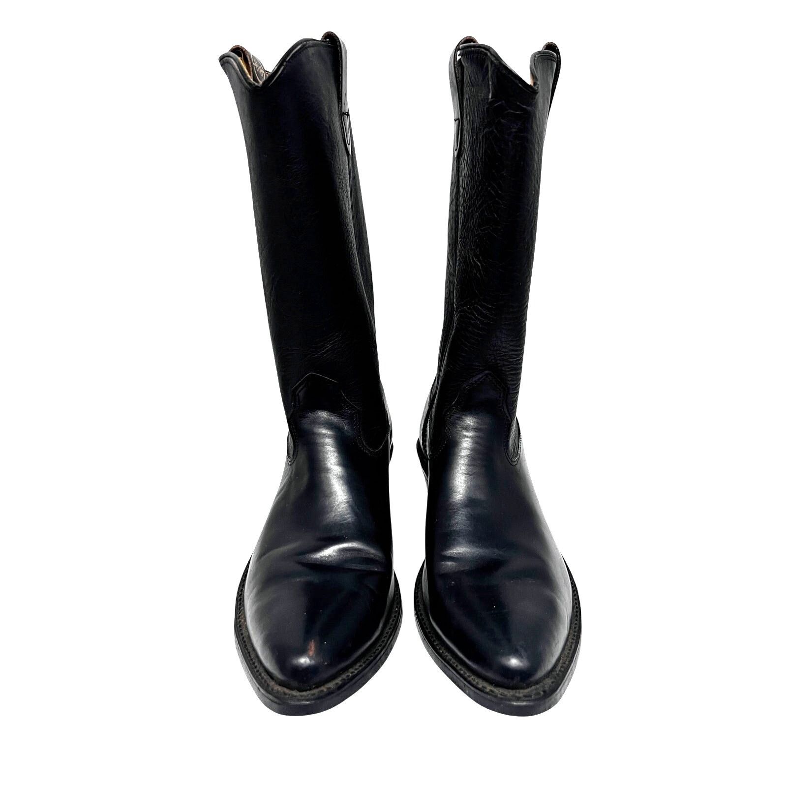 Vintage Sonora Double H West Black Leather Western Cowboy Boots 11D Size US 11 / EU 44 - 9 Thumbnail