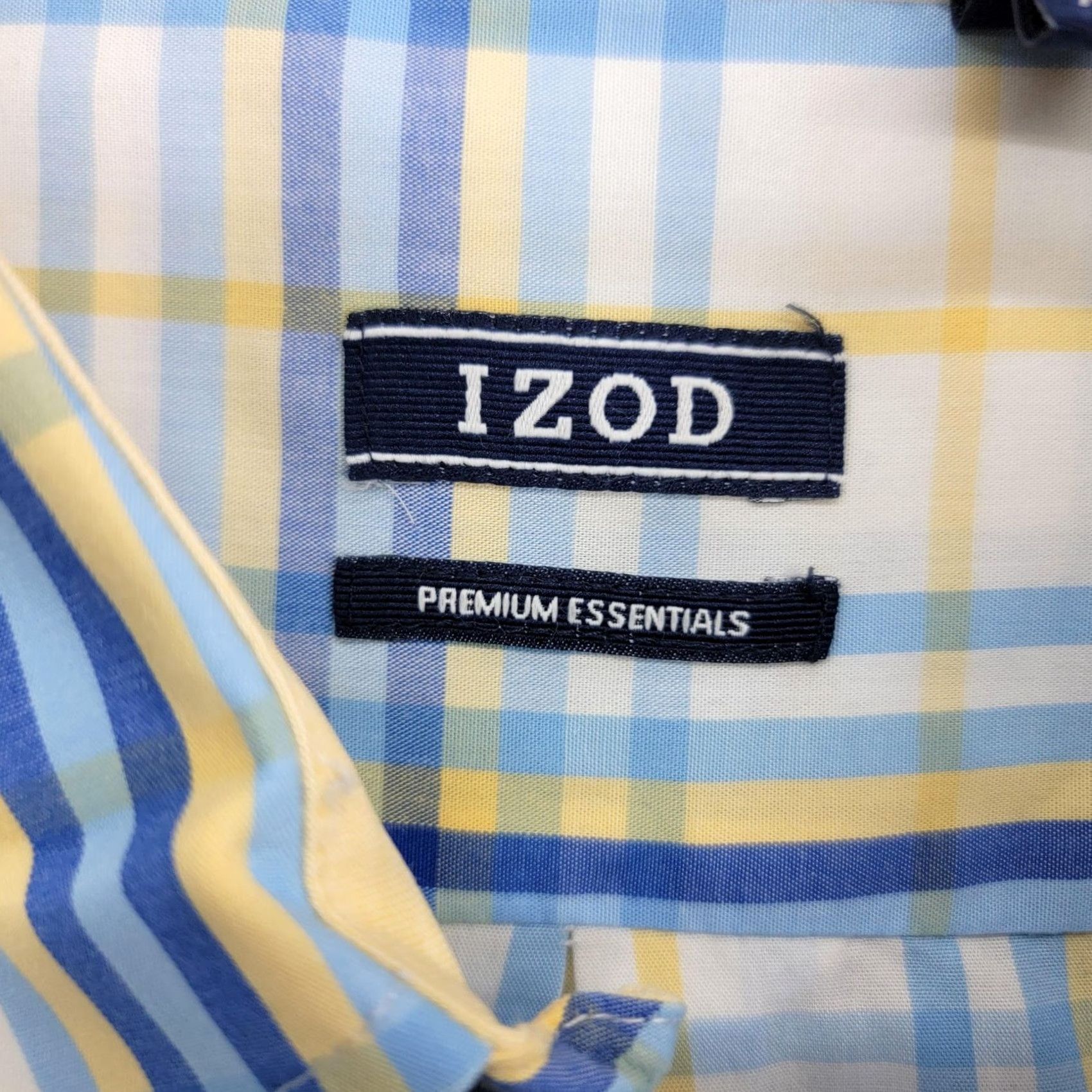 Izod IZOD Shirt Mens XL Blue Yellow Plaid Long Sleeve Button-Down Pocket Size US XL / EU 56 / 4 - 3 Thumbnail
