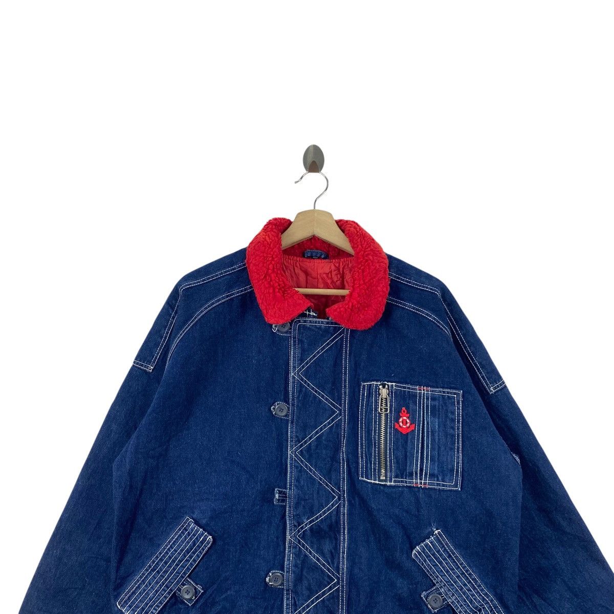 Vintage Vintage INDIGO DENIM Workwear Jacket Boa Collar Quilted Size US XXL / EU 58 / 5 - 2 Thumbnail