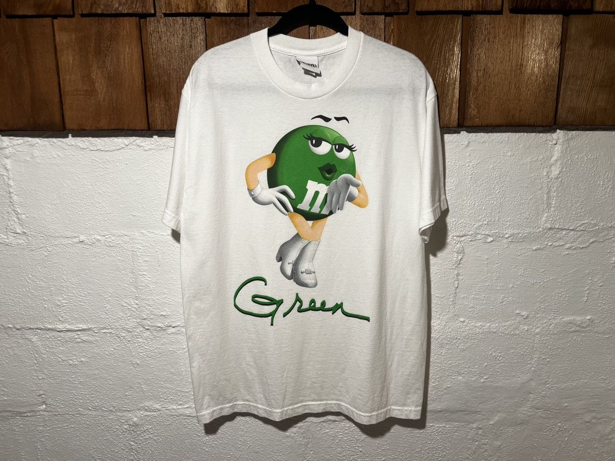 Vintage Vintage 1990s Green M&M Candy T-Shirt White Size L Size US L / EU 52-54 / 3 - 1 Thumbnail