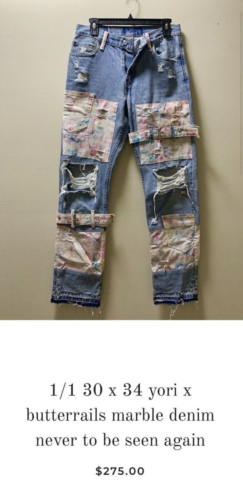 Other OG Dasyori Yori Jeans Marble Dye Denim Butterrails 5 Stripe 
