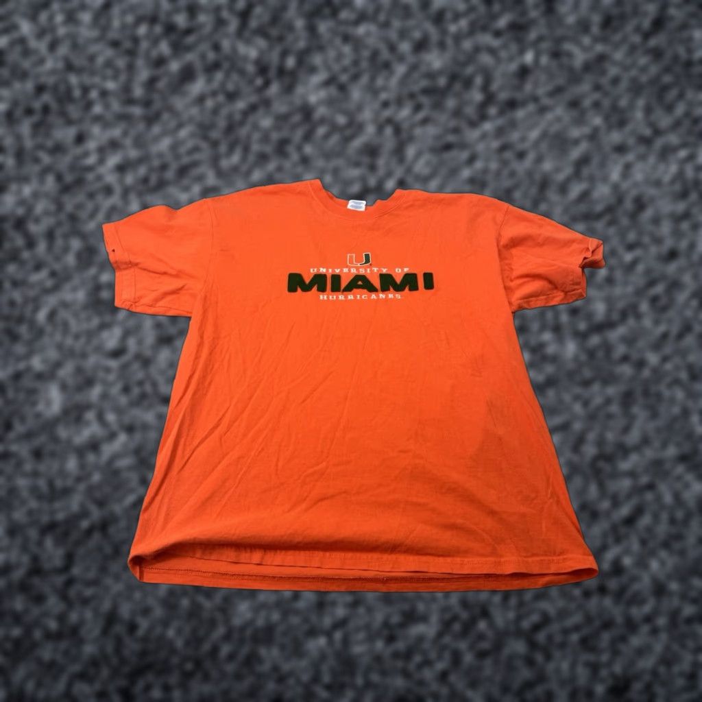 Gildan VINTAGE Gildan Shirt University Miami Hurricanes Crewneck Orange XL Adult Mens Long Sleeve Short Sleeve? Size US XL / EU 56 / 4 - 1 Thumbnail