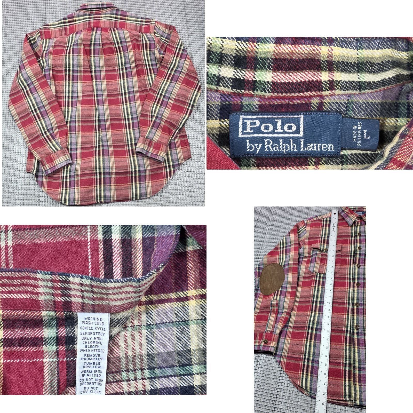 Polo Ralph Lauren Vtg Polo Ralph Lauren Shirt Men L Plaid Button Up Flannel Elbow Patch Hunting Size US L / EU 52-54 / 3 - 8 Thumbnail