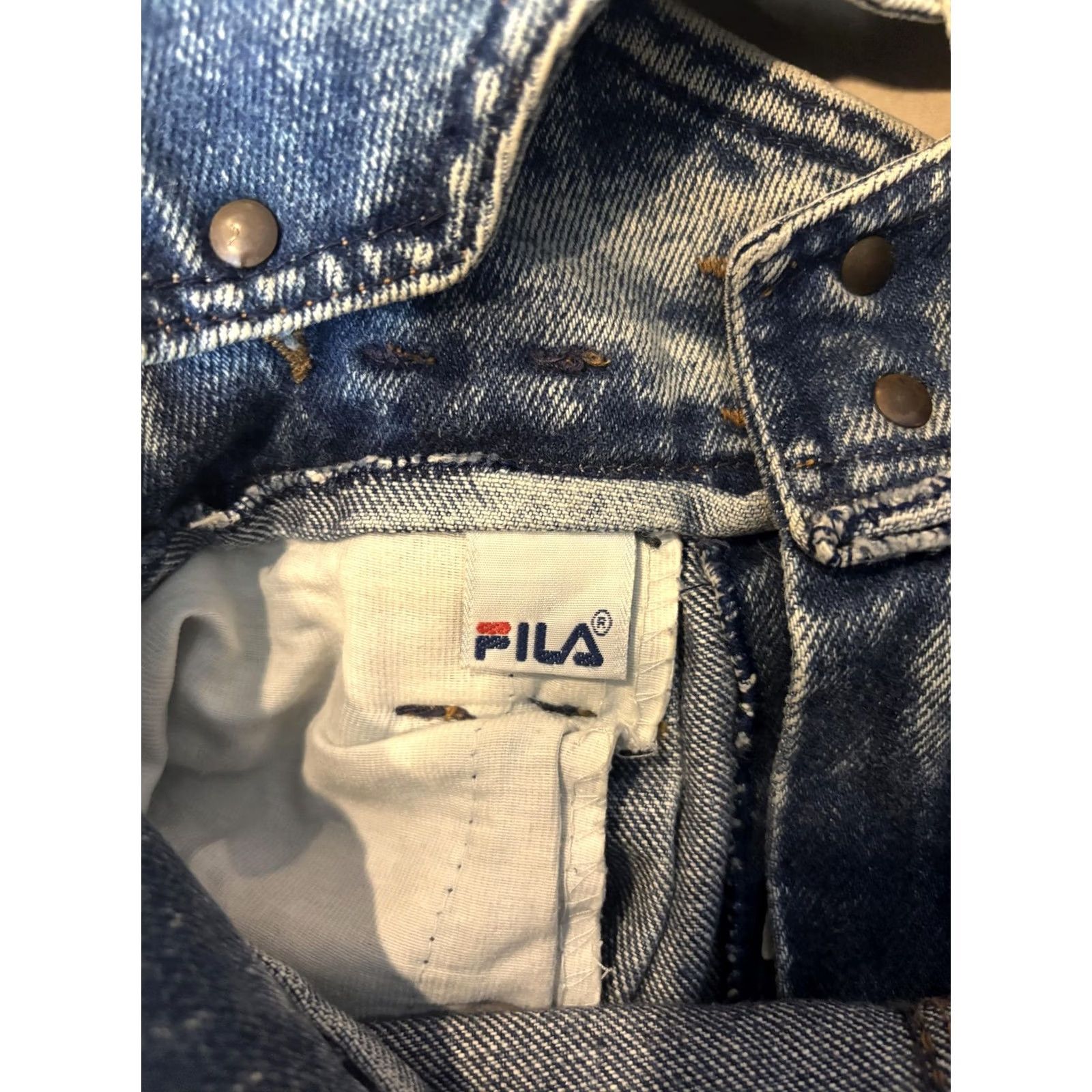 Fila VINTAGE FILA Overalls Womens 29 Blue Acid Wash Denim Royal Relaxed 90s Denim One-Piece Casual Women Size 29 Belt Loops Pockets Zip Front Sailors Size 29" - 7 Thumbnail