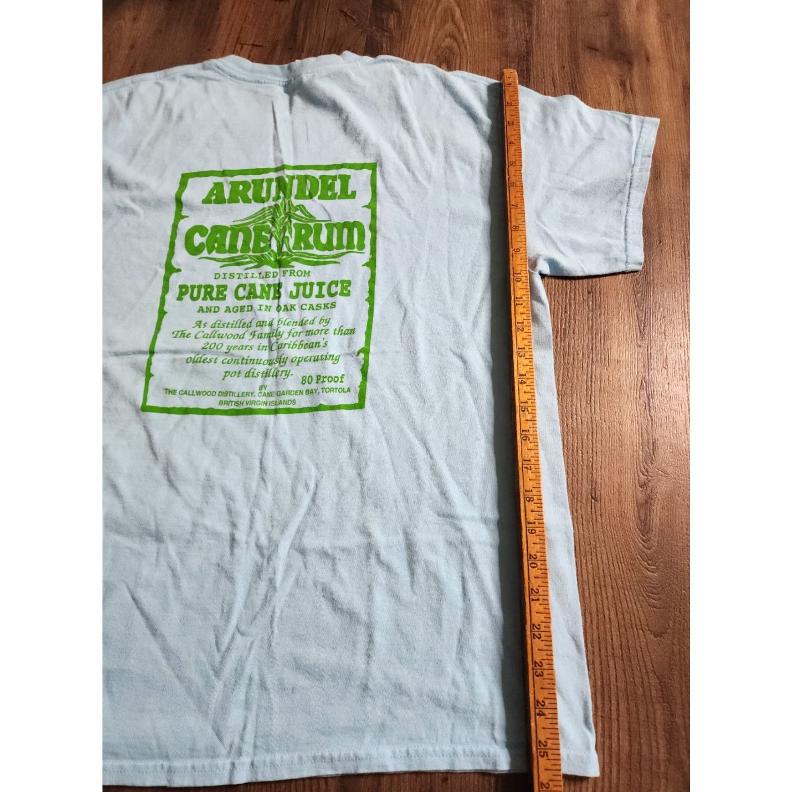 Gildan Mens L Gildan T-Shirt Cane Garden Bay British Virgin Isles Rum Distillery Double-Sided Short Sleeve Crew Neck Blue Cotton Shirt Mens Size US L / EU 52-54 / 3 - 3 Thumbnail