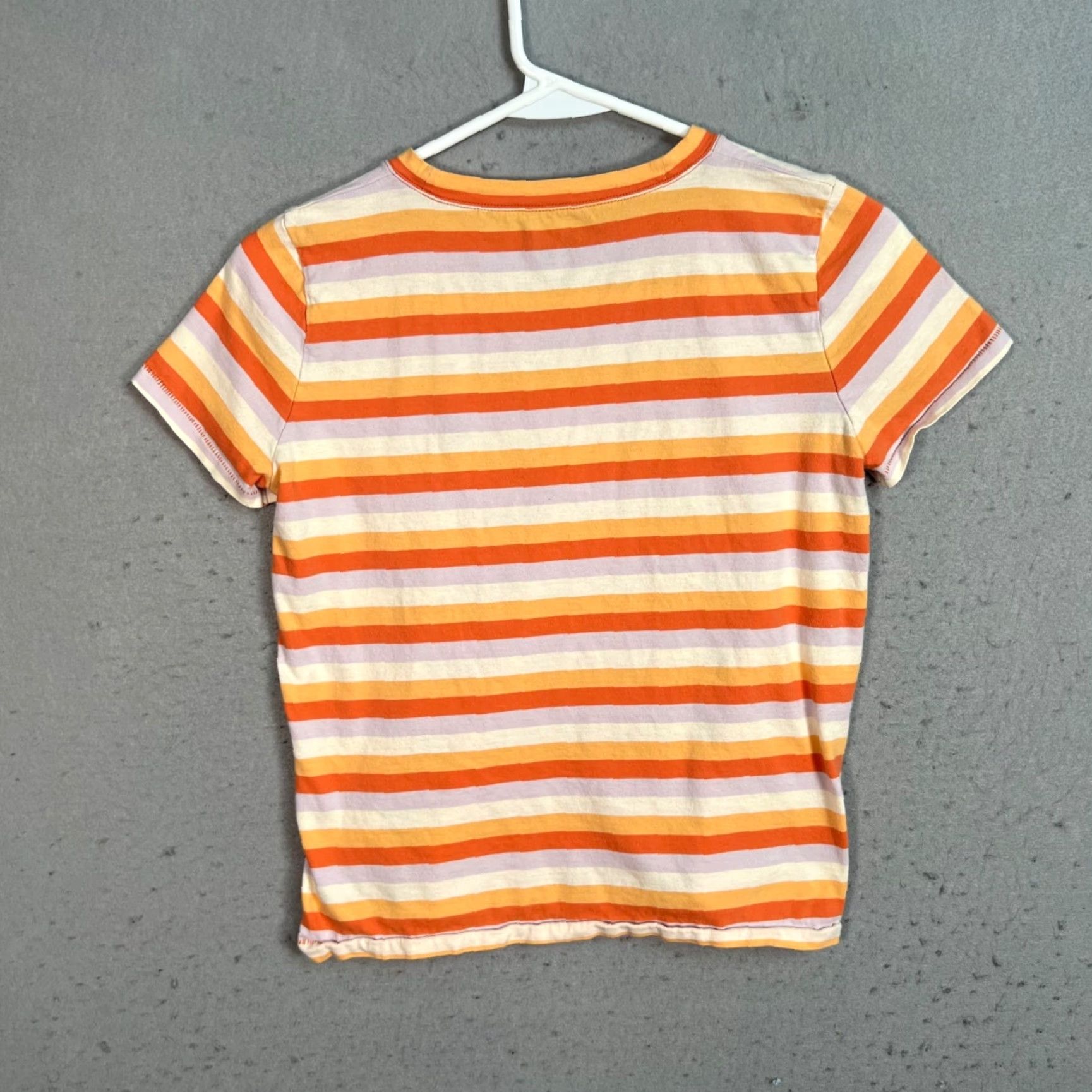 Madewell VINTAGE Madewell Striped Embroidered Daisy Tee XXS Orange White Cotton Casual Top Womens T-Shirt Size XXS / US 00 / IT 34 - 2 Thumbnail
