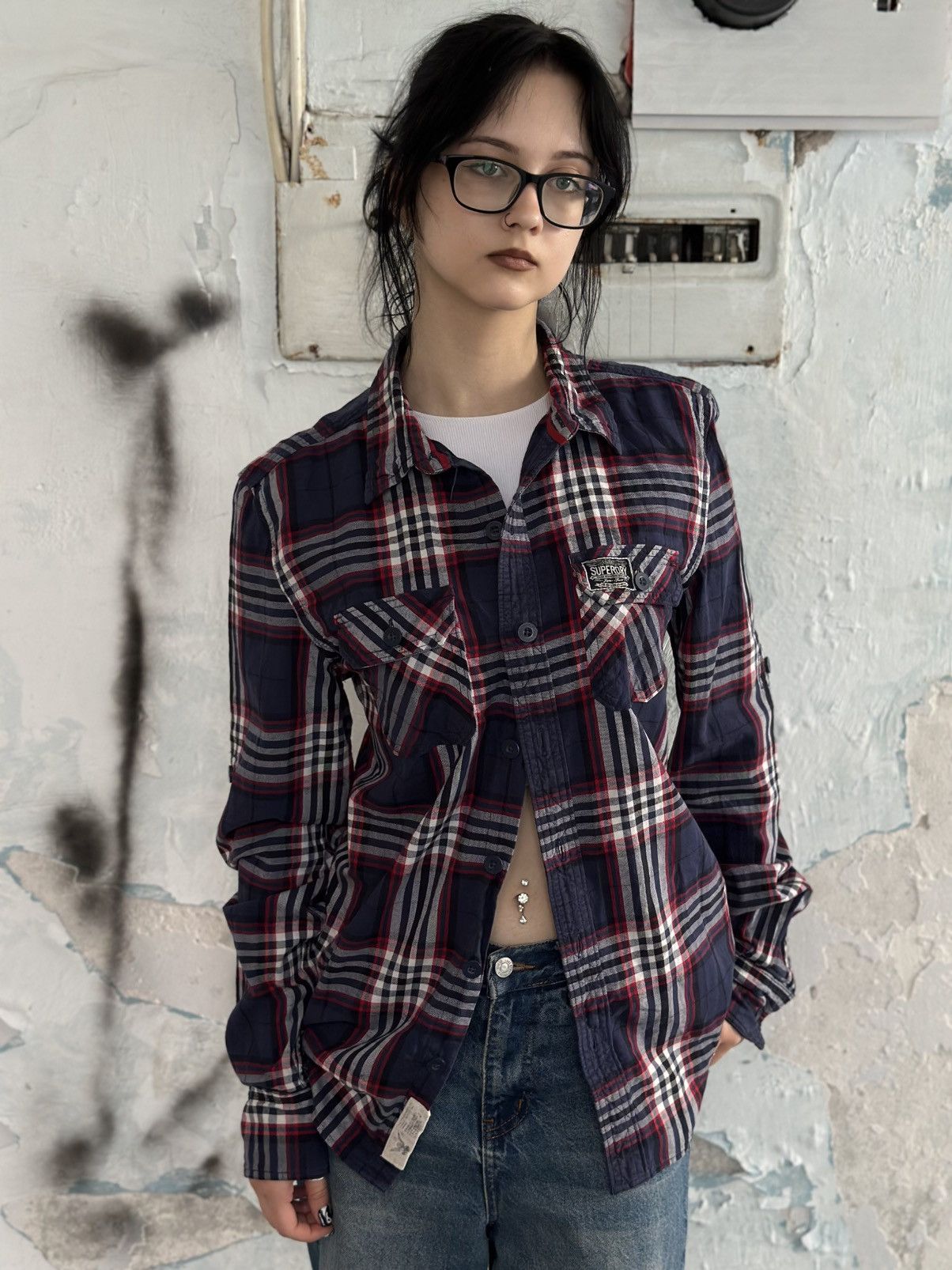 Superdry VTG Checked Shirt Super-dry Size M Dark Blue Y2K 00s USA Size US M / EU 48-50 / 2 - 1 Thumbnail