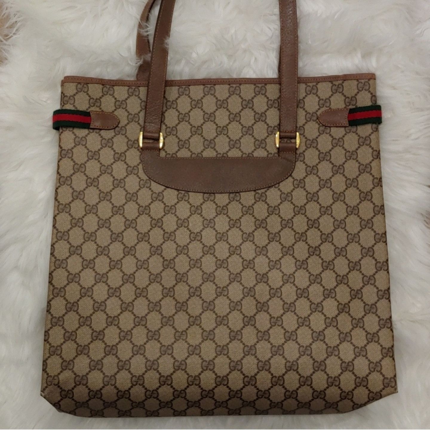 Gucci Vintage Gucci GG Monogram Supreme Sherry Web Ophidia Tote Size ONE SIZE - 3 Thumbnail