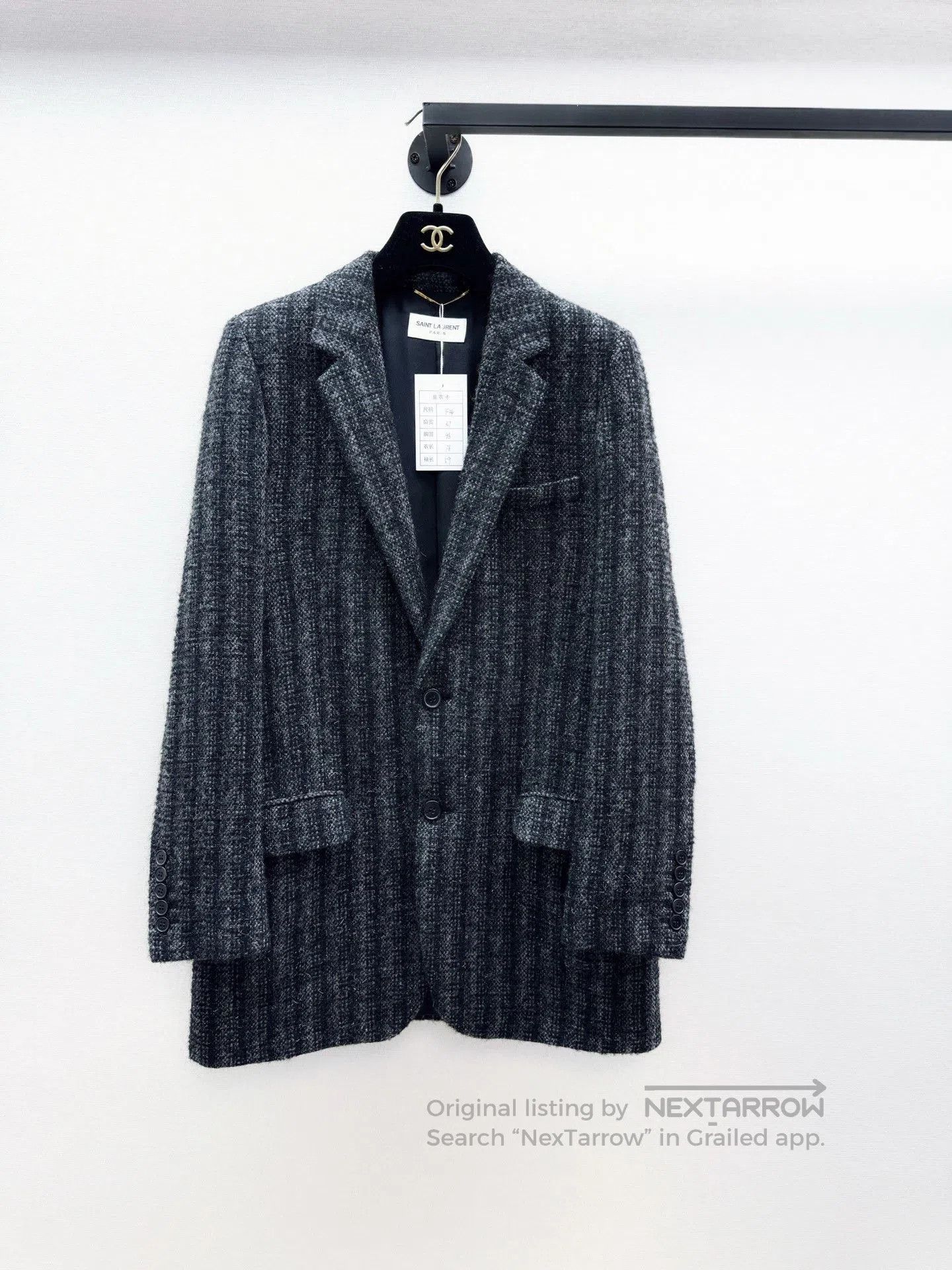 Saint Laurent Paris Saint Laurent Gray Plaid Wool Blazer. Size US S / EU 44-46 / 1 - 1 Thumbnail