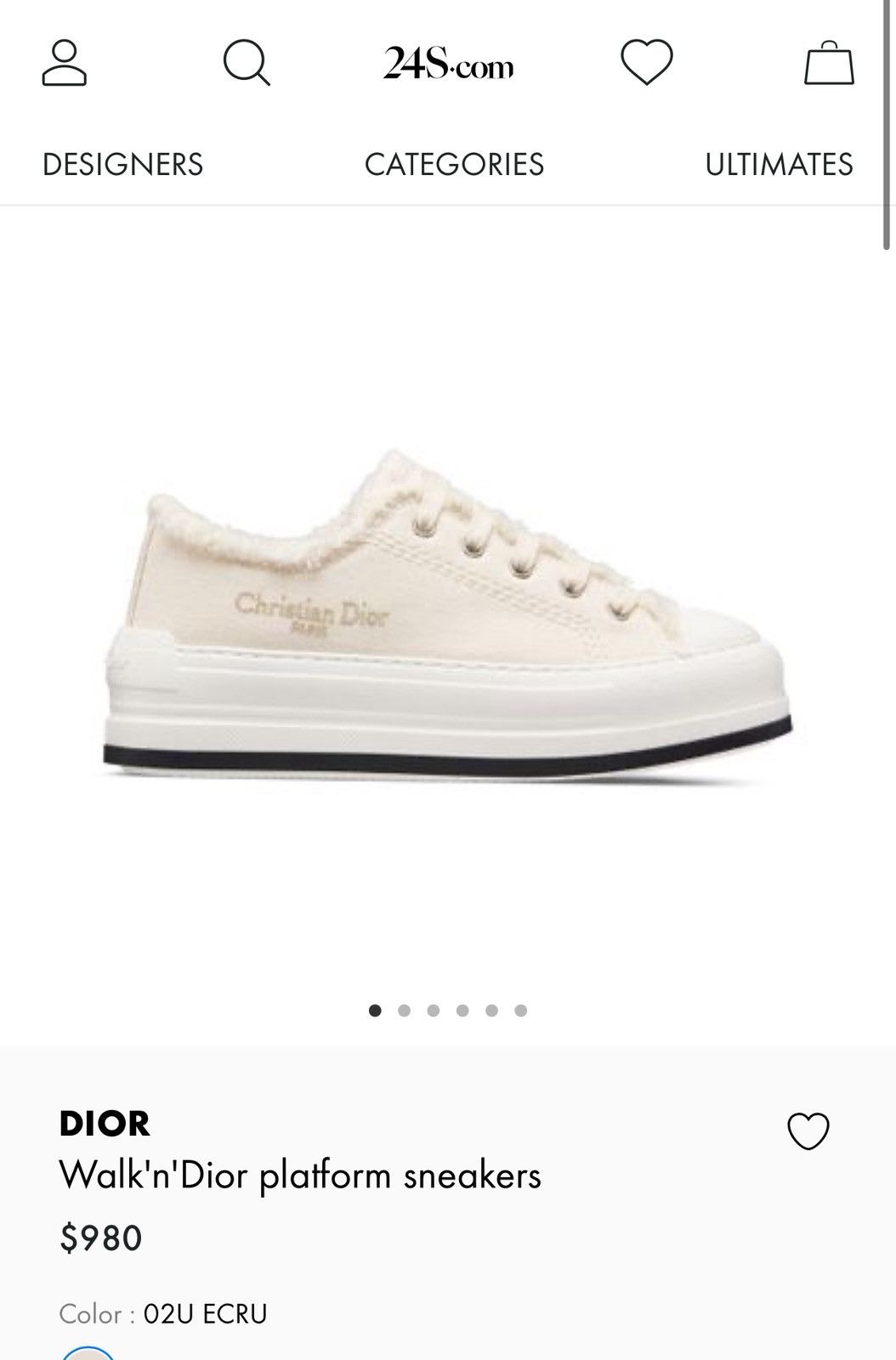 Dior Dior Walk’n’Dior Platform Sneakers Canvas Ecru 02U 7.5 US Size US 7.5 / IT 37.5 - 9 Thumbnail