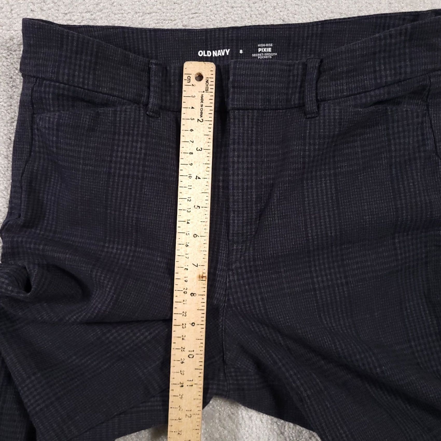 Old Navy VINTAGE Old Navy Pixie High-Rise Pants Secret-Slim Pockets Women's 8 Blue Plaid Knit Size 28" / US 6 / IT 42 - 7 Thumbnail