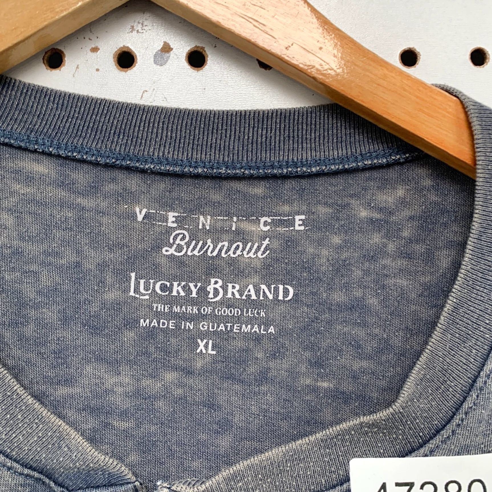 Lucky Brand Lucky Brand Henley Burnout T Shirt Mens XL Blue Venice Retro Think Vintage - Size US XL / EU 56 / 4 - 3 Thumbnail