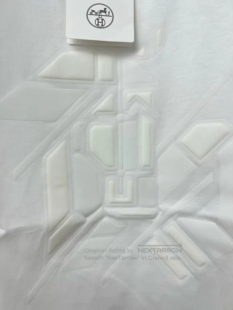Hermes Hermes White leather-paned short-sleeve T-shirt Size US L / EU 52-54 / 3 - 3 Thumbnail