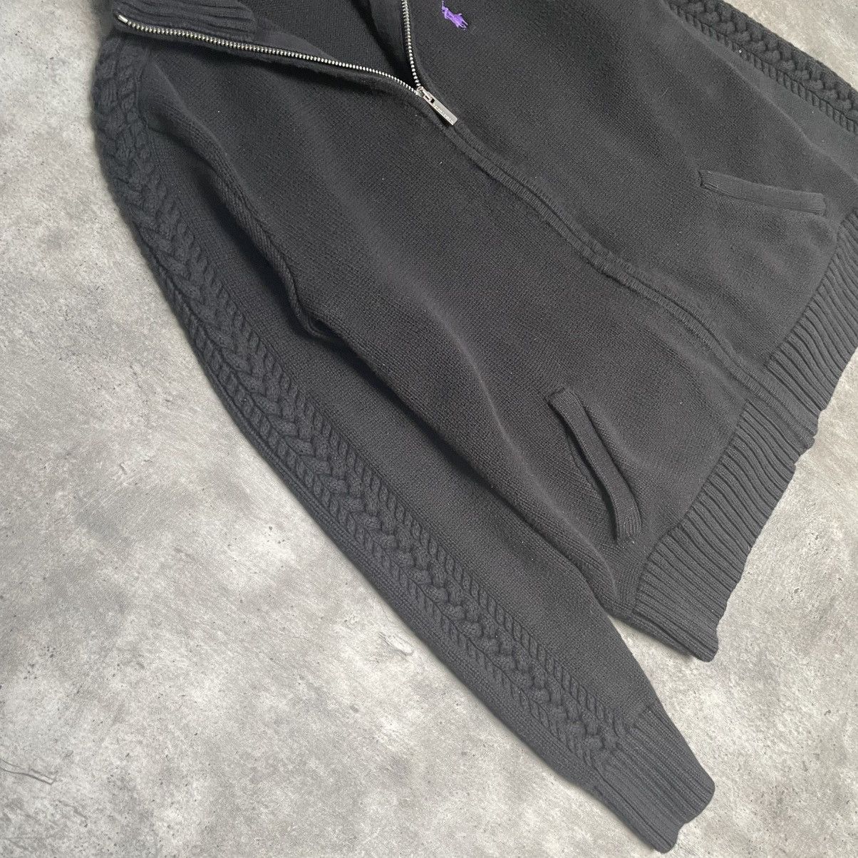 Designer Vintage Women’s Zip Up Cable Knit from 2000s OLD MONEY Size M / US 6-8 / IT 42-44 - 3 Thumbnail