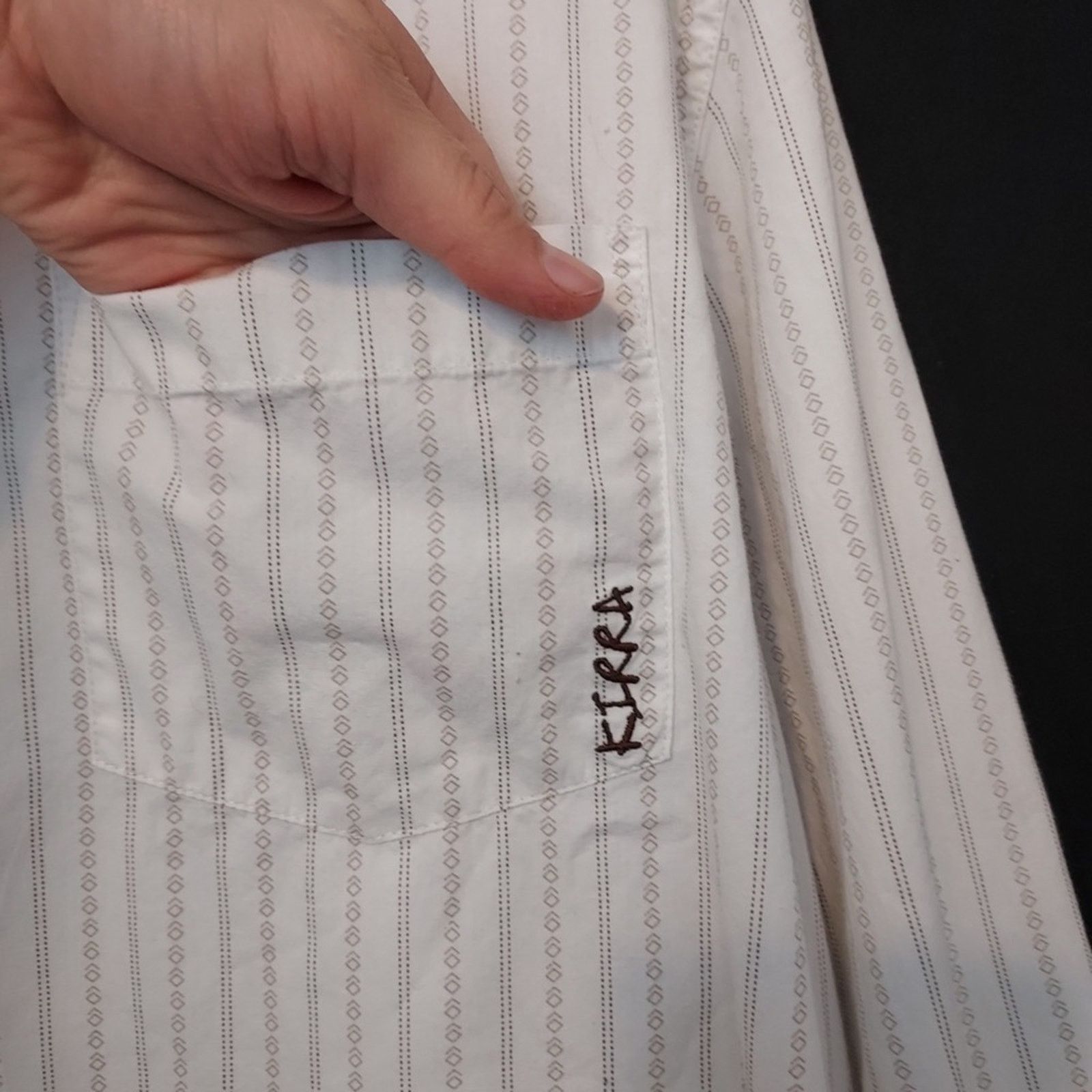 Kirra Kirra Men’s Cotton White Geometric Striped Button Up Shirt Size US L / EU 52-54 / 3 - 5 Thumbnail