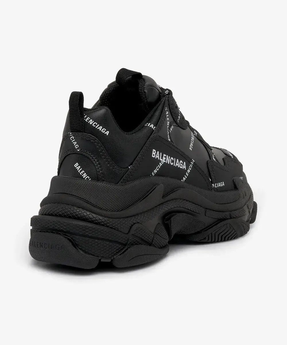 Balenciaga o1w1db10625 Triple S Sneakers Allover Logo in Black Size US 6 / IT 36 - 5 Thumbnail