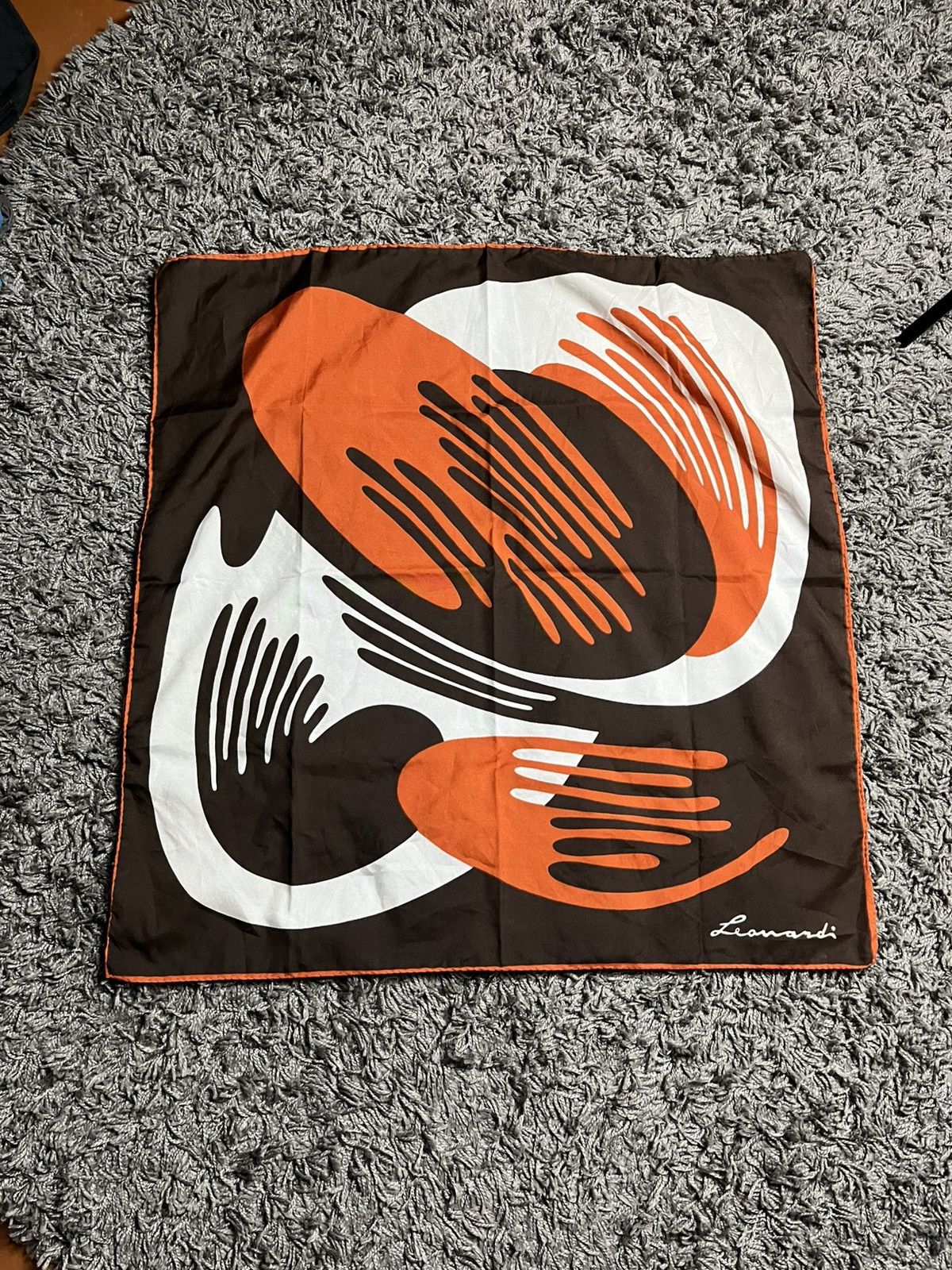 Vintage Vintage 70s Leonardi Exclusive Design Geometric Silk Scarf Size ONE SIZE - 4 Thumbnail
