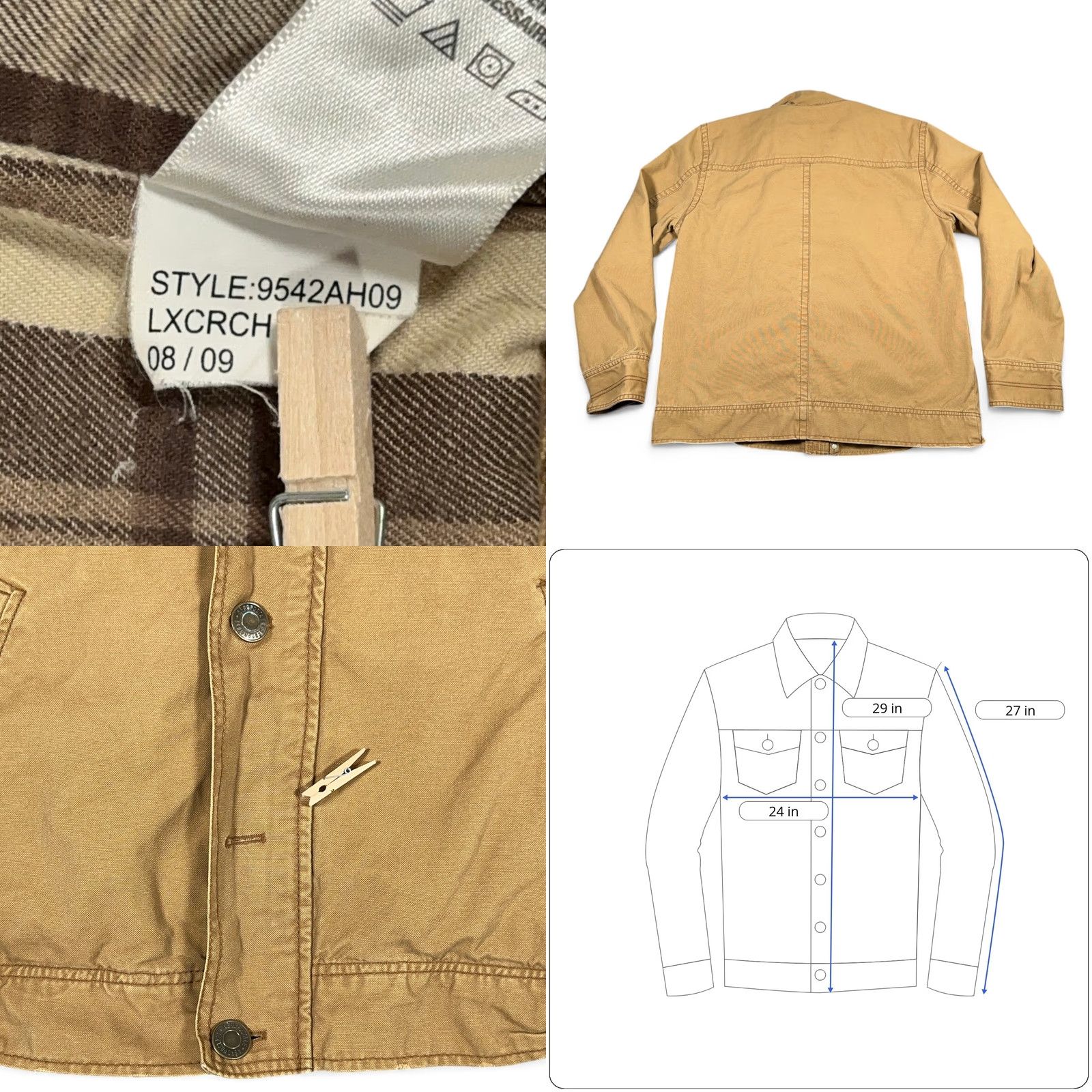Aeropostale AEROPOSTALE Jacket Adult LARGE Brown Sherpa Lined Trucker Canvas Plaid Lined Y2K Mens Size US L / EU 52-54 / 3 - 8 Thumbnail