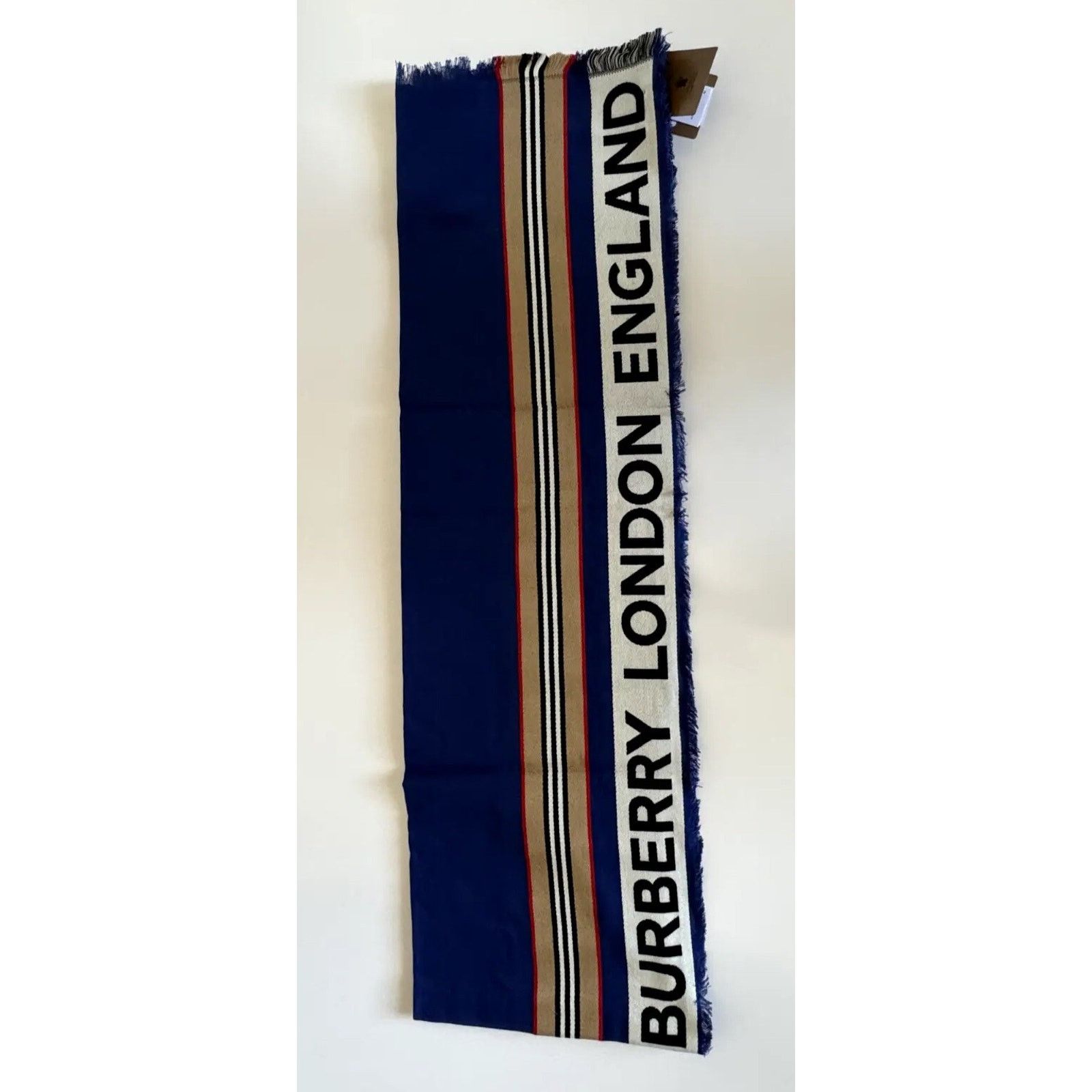 Burberry NWT $470 Burberry Cotton Scarf Denim Blue 185x100 8067360 Size ONE SIZE - 1 Thumbnail