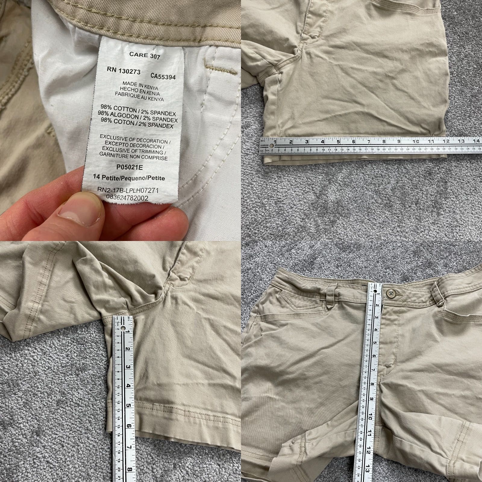 Lee Lee Platinum Label Shorts Women Petite 14P Brown High Rise Chino Casual Womens Size 36" / US 14 / IT 50 - 8 Thumbnail