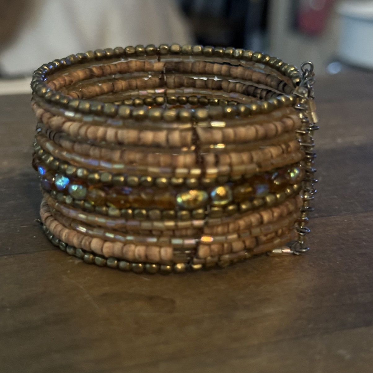 Other Coconut and amber beaded wide cuff bracelet Size ONE SIZE - 5 Thumbnail