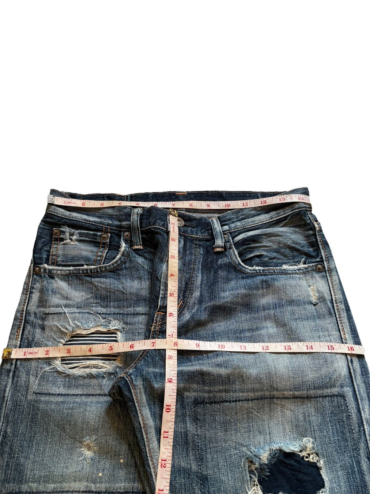 Edwin × Japanese Brand Rebel Vintage Edwin 503 Paint Patch Distress Rip Loose Jean Size US 29 - 12 Thumbnail