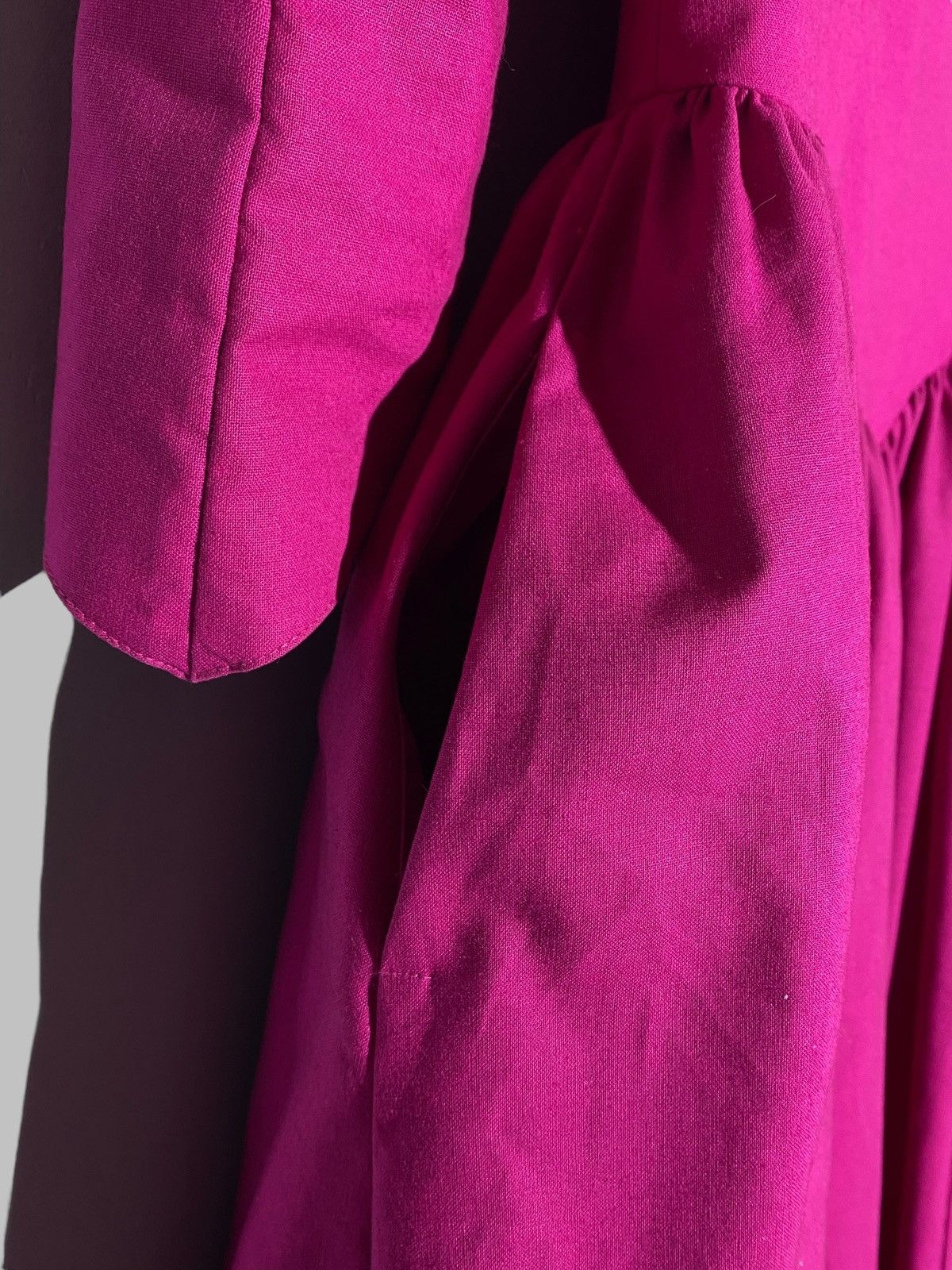 Laura Ashley Vintage 70s 80s Laura Ashley Deep Pink Puff Sleeve Dress Size M / US 6-8 / IT 42-44 - 10 Thumbnail