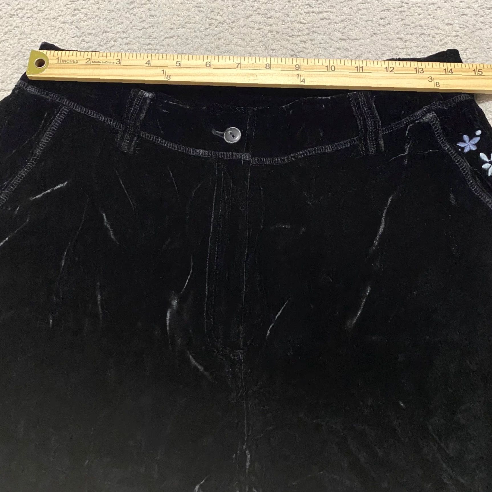 J. Jill J. Jill Pants Womens 10 Black Velvet Embroidered High Rise Straight Casual Dress Pants Womens Size 10 Velvet Embroidered Pockets Size 32" / US 10 / IT 46 - 7 Thumbnail