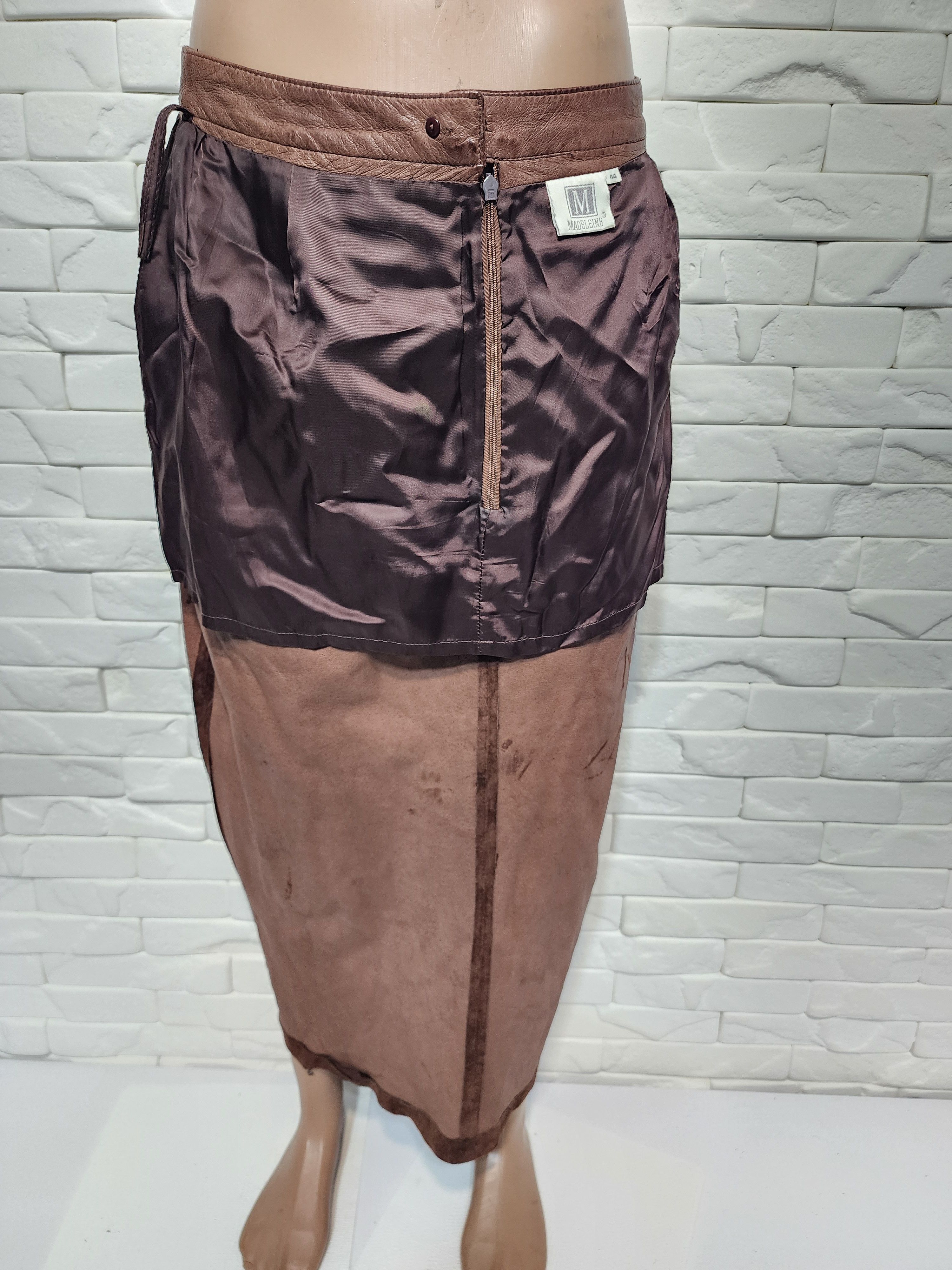 Genuine Leather Brown Suede Leather Skirt Size 30" / US 8 / IT 44 - 9 Thumbnail