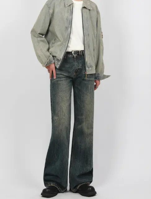 VIBE Men's cleanfit distressed vintage flared jeans Size US 32 / EU 48 - 5 Thumbnail