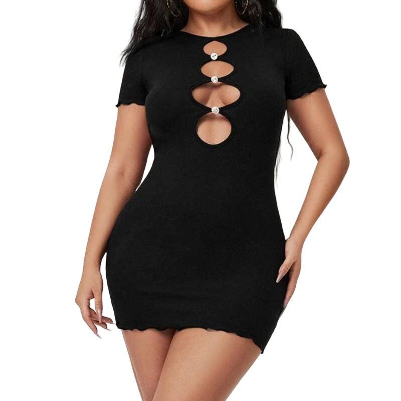 Shein Cut Out Button Front Backless Bodycon Dress in Black, Size S Size S / US 4 / IT 40 - 1 Thumbnail