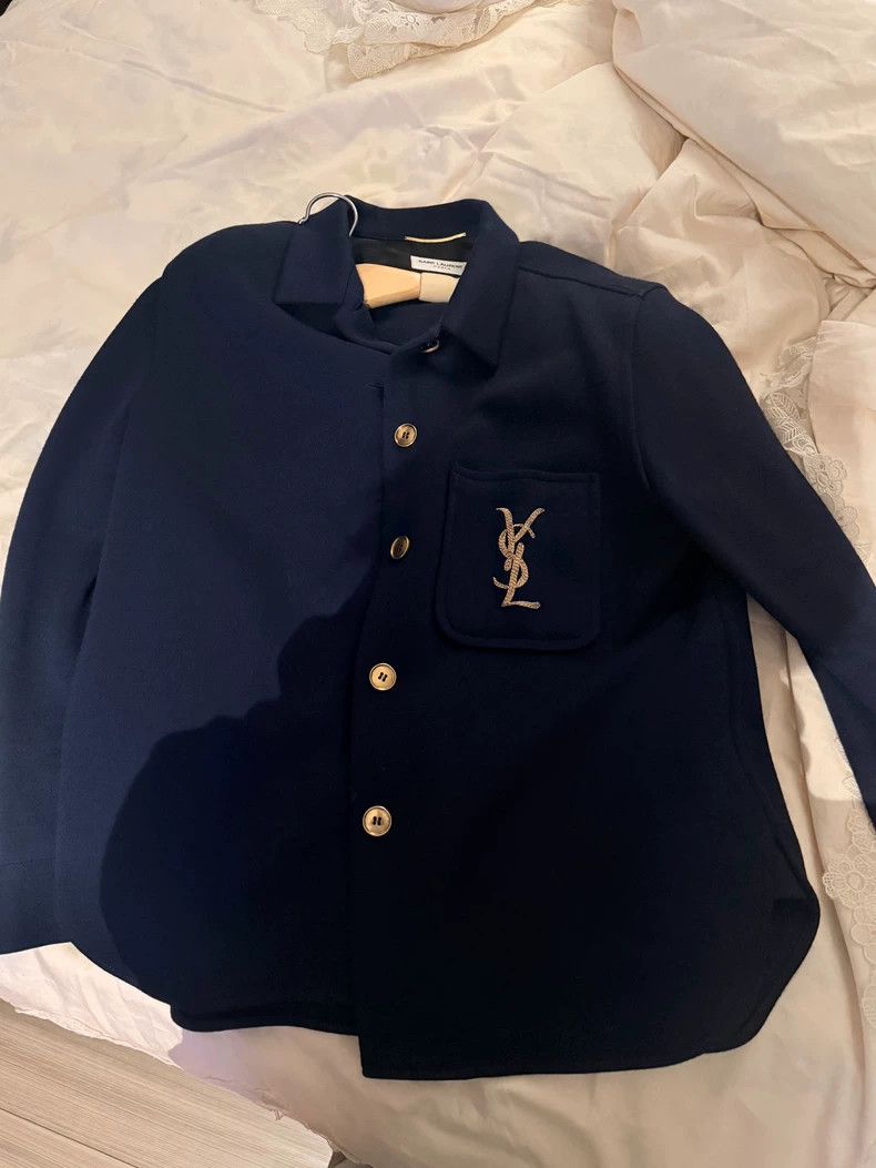 Yves Saint Laurent YSL Blue Collared Button Jacket Size US M / EU 48-50 / 2 - 1 Thumbnail