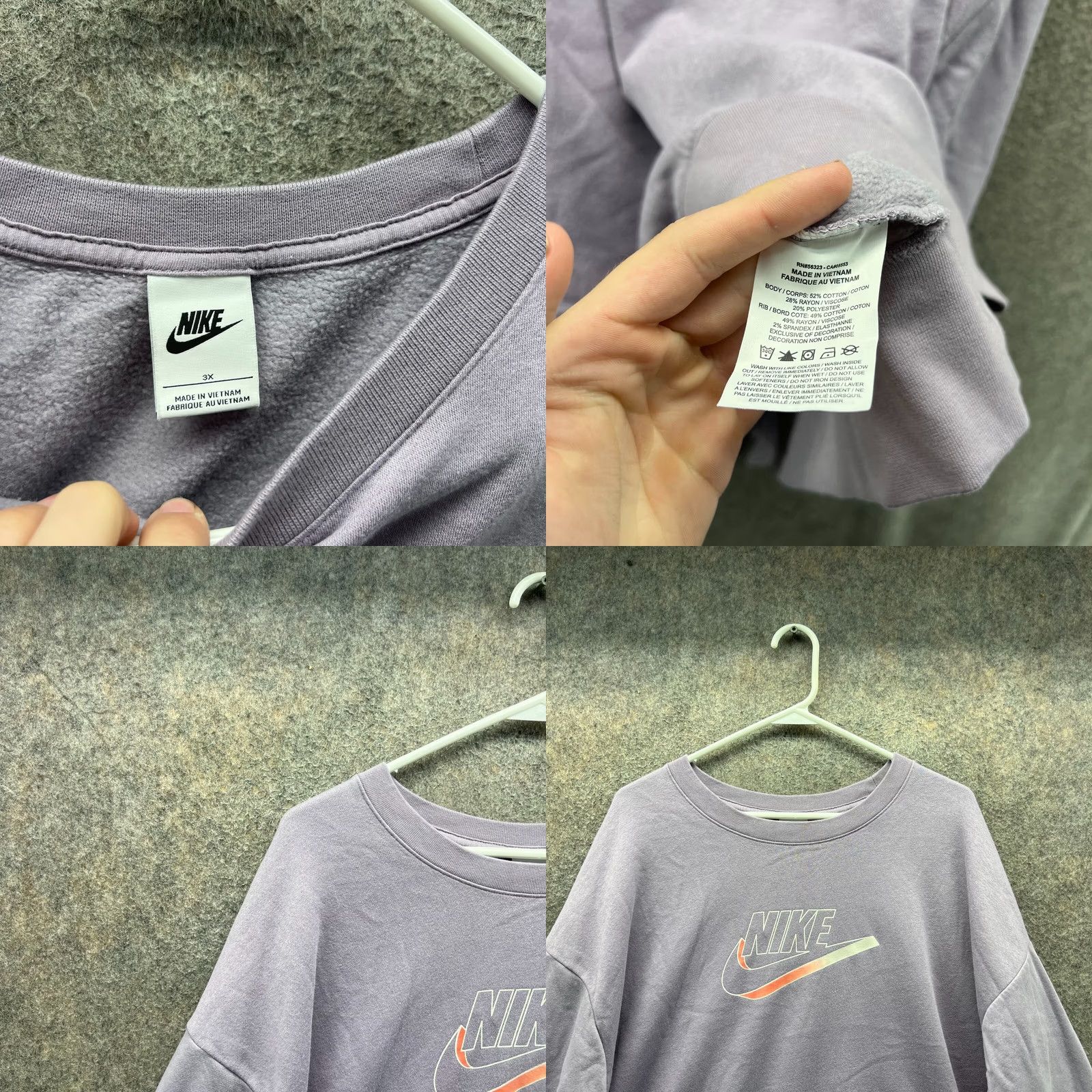 Nike VINTAGE Nike Sweater Womens 3X Purple Crewneck Pullover Swoosh Sportswear Fleece Crop - Logo Size XXL / US 16-18 / IT 52-54 - 8 Thumbnail