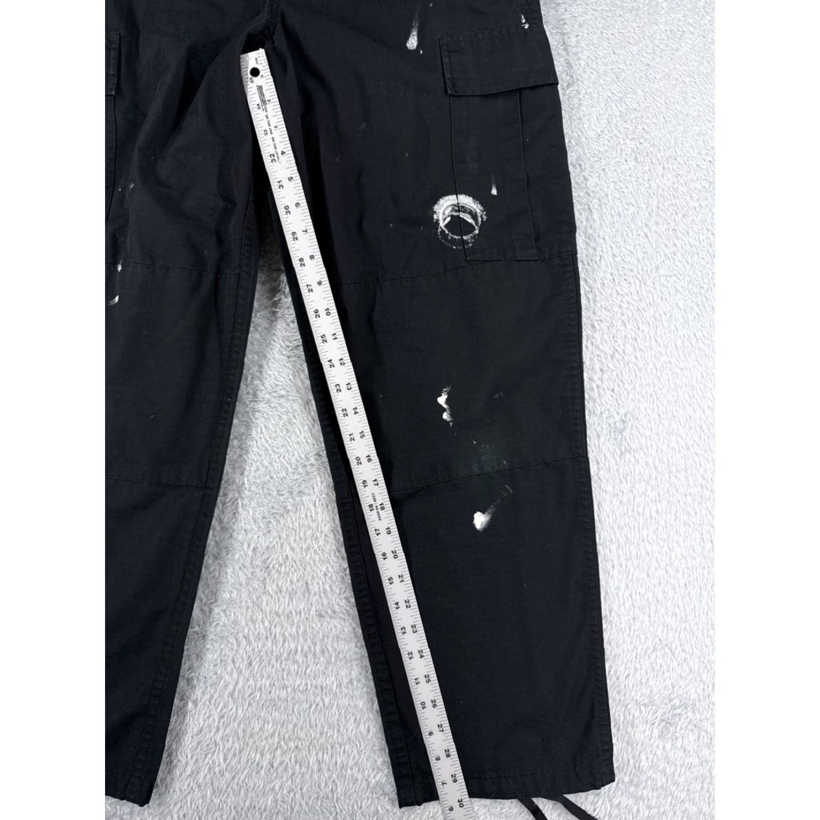 Vintage Galls Cargo Pants Mens Regular Black Cotton Canvas Cargo Pocket Relaxed Straight 30in Inseam 34in Waist Baggy Workwear Military Style Trousers Size US 31 - 6 Thumbnail