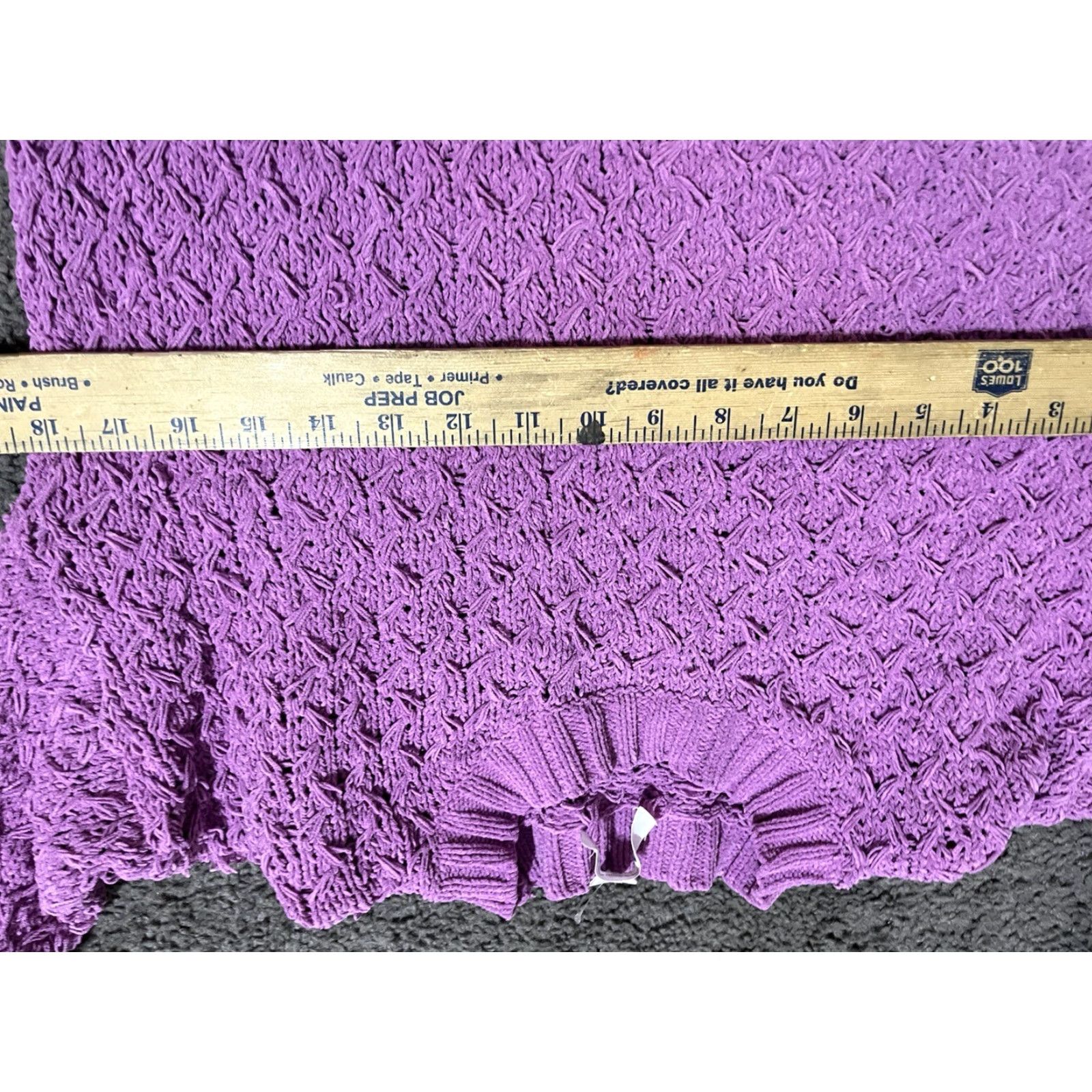 Vintage Seven7 Women's Purple Chenille Sweater Size S Small Open-Knit Crew Neck Pullover Knit Solid Long Sleeve Polyester Size S / US 4 / IT 40 - 4 Thumbnail