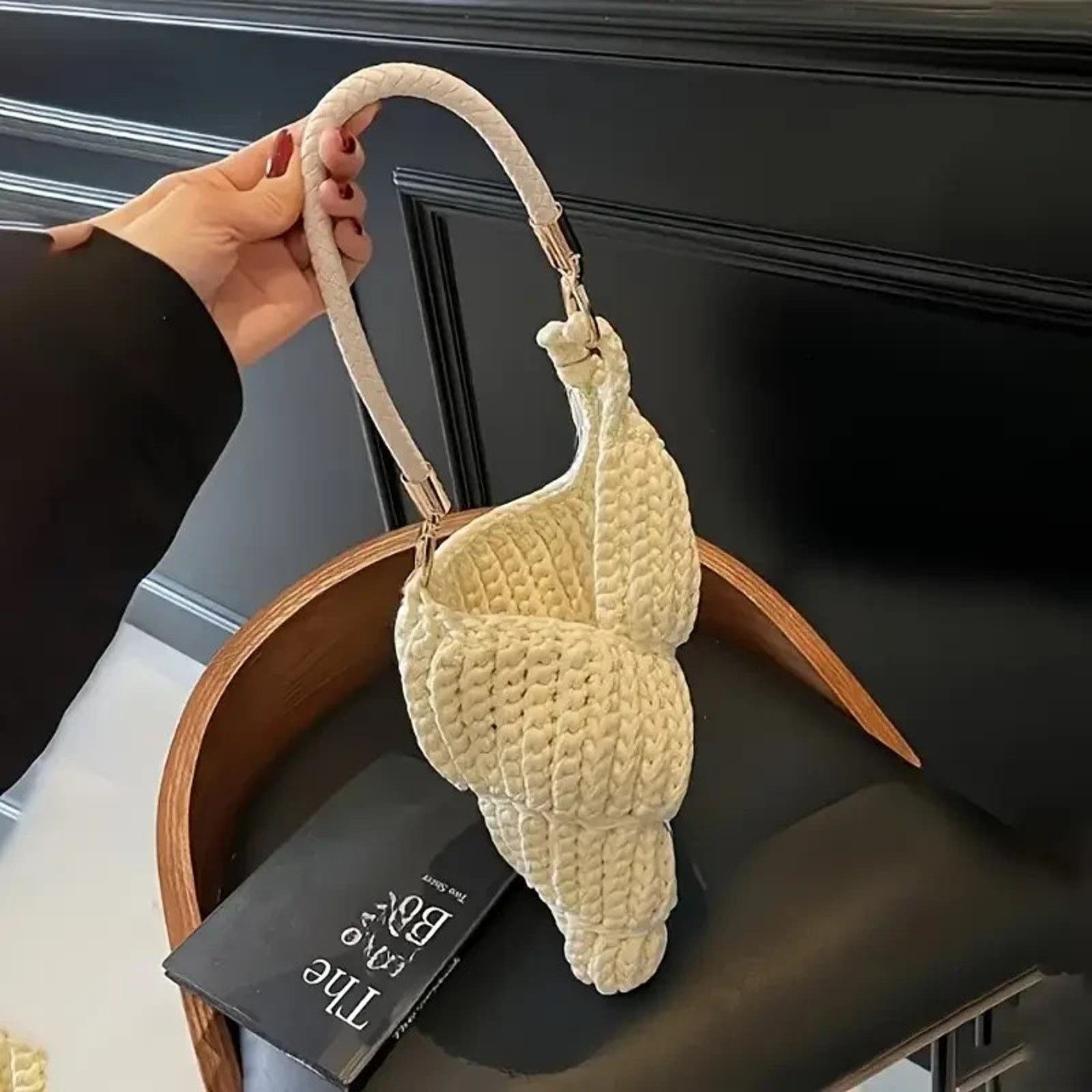 Other CROCHET KNIT YARN CONCH SEA SHELL HAND BAG SHOULDER BAG NEW Size ONE SIZE - 6 Thumbnail