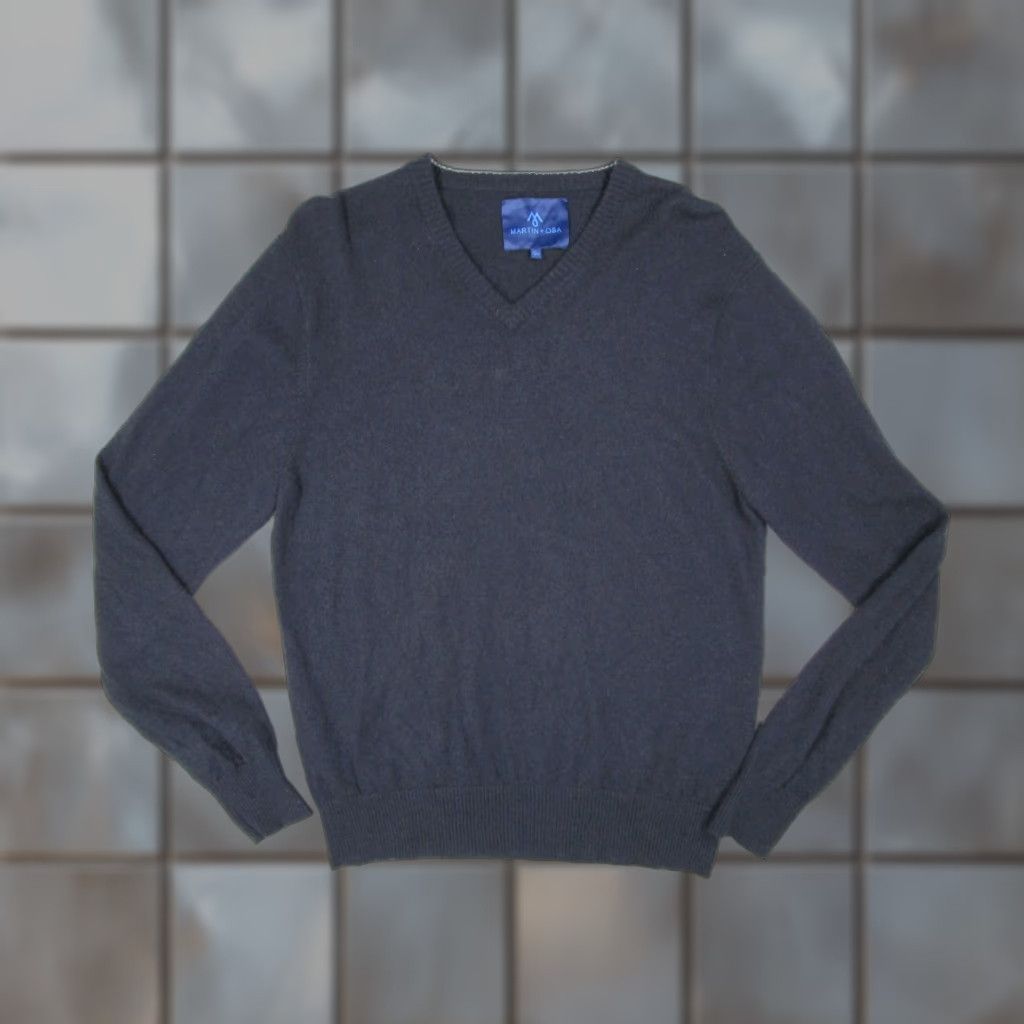 Vintage MARTIN + OSA Sweater Mens XL Blue V-Neck Knit Pullover Cashmere - Wool? - wait Size US XL / EU 56 / 4 - 1 Thumbnail
