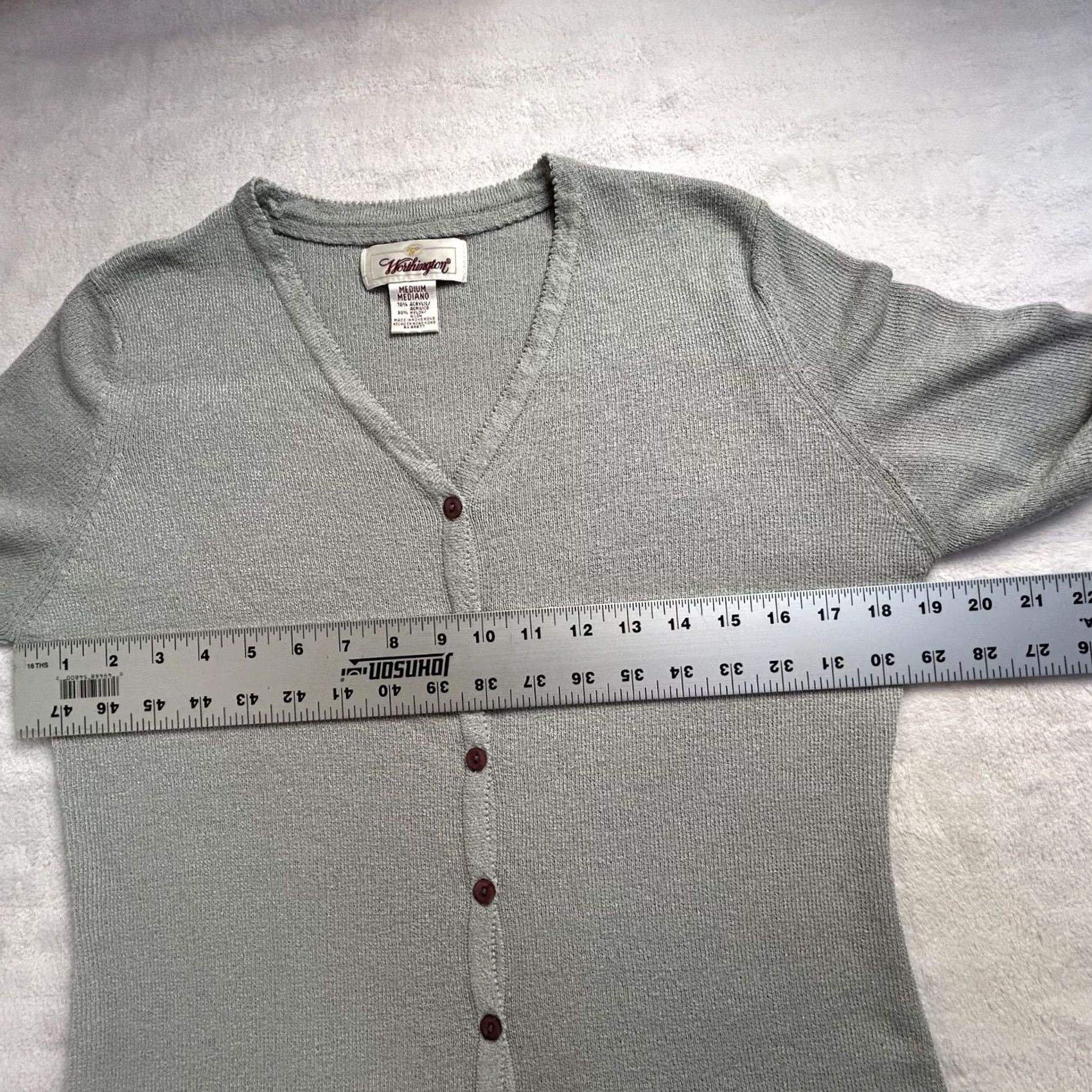 Worthington Worthington Cardigan Sweater V-Neck Button Front Casual Women’s Medium Gray Knit Pullover Knitwear Size M / US 6-8 / IT 42-44 - 6 Thumbnail