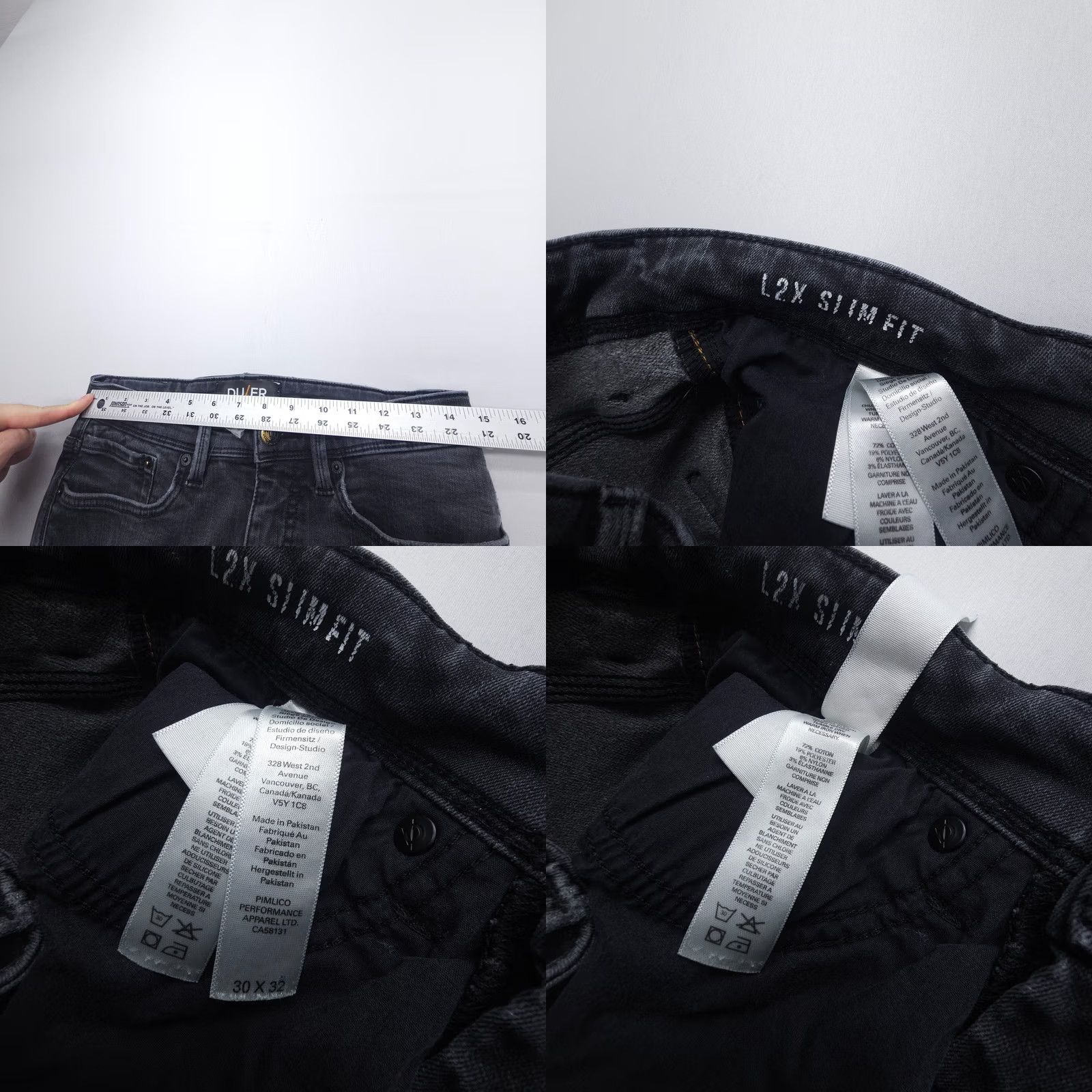 Vintage DU/ER Slim Fit Jeans Mens 30 x 32 Black Denim Stretch Fleece Lined 5-Pocket City Modern Slim Leather Logo Size US 30 / EU 46 - 8 Thumbnail