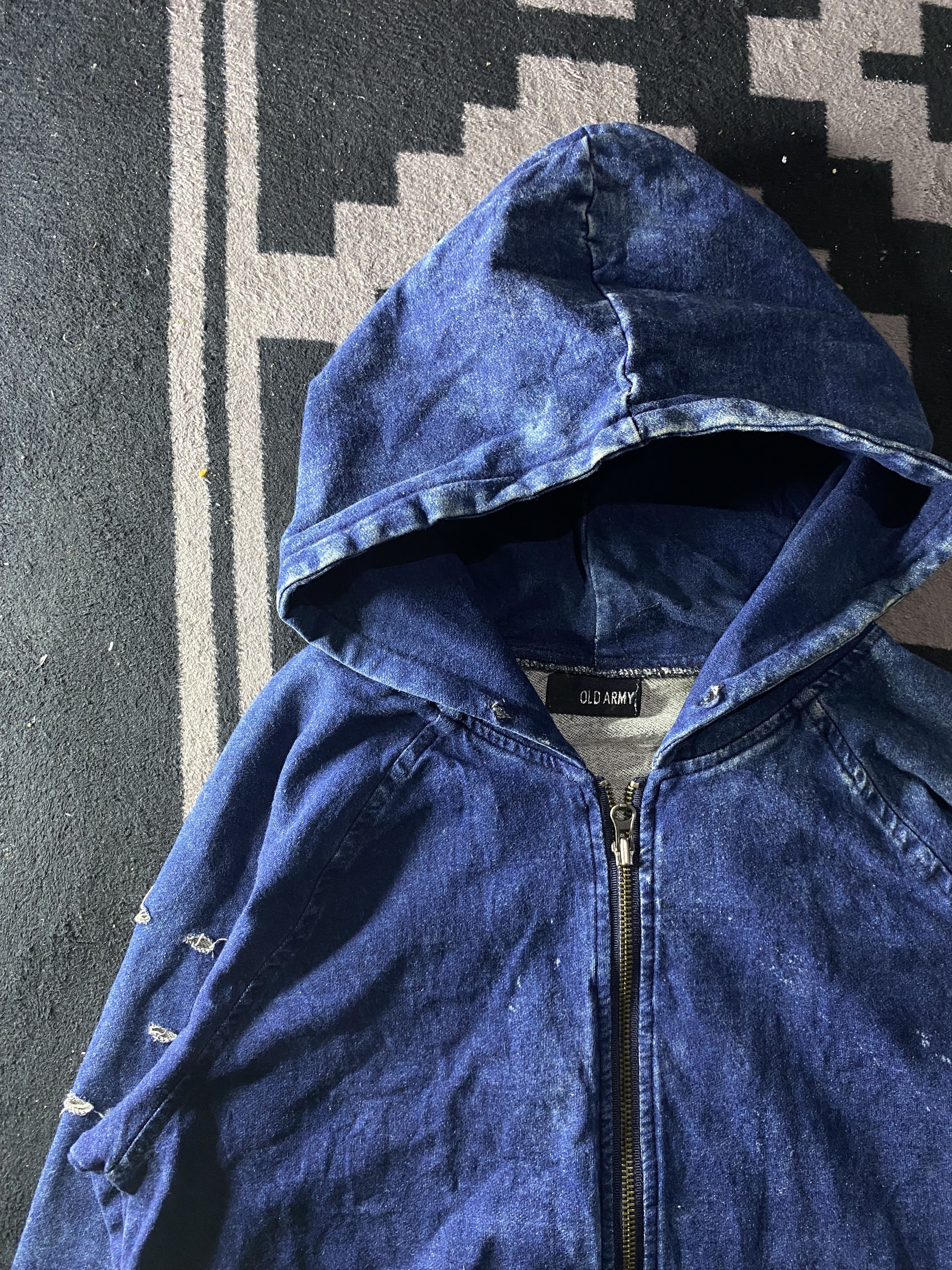 PPFM Vintage old army distressed washed denim zip hoodie Size US M / EU 48-50 / 2 - 4 Thumbnail