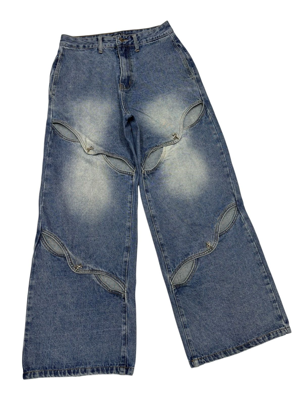 Acne Studios Artisanal Panel Cut Out Wide Leg Baggy Flare Jean Fever2222 Size US 29 - 3 Thumbnail