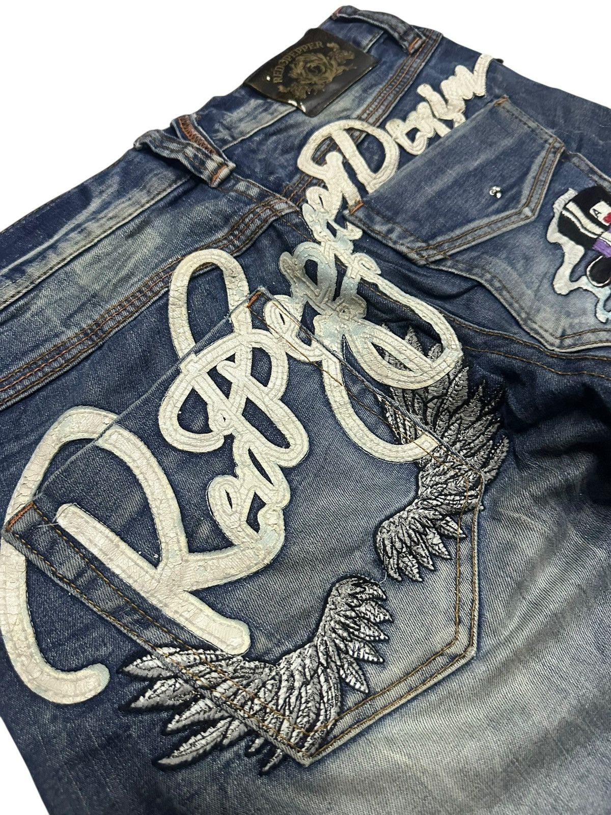 Ed Hardy Vintage Ed Hardy x Red Pepper Baggy Style With Faded Wash Size US 32 / EU 48 - 8 Thumbnail